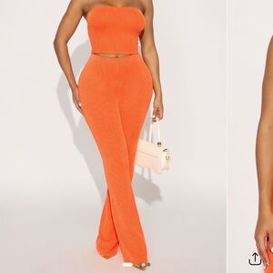 Fashion Nova Vibrant Orange Ribbed Set